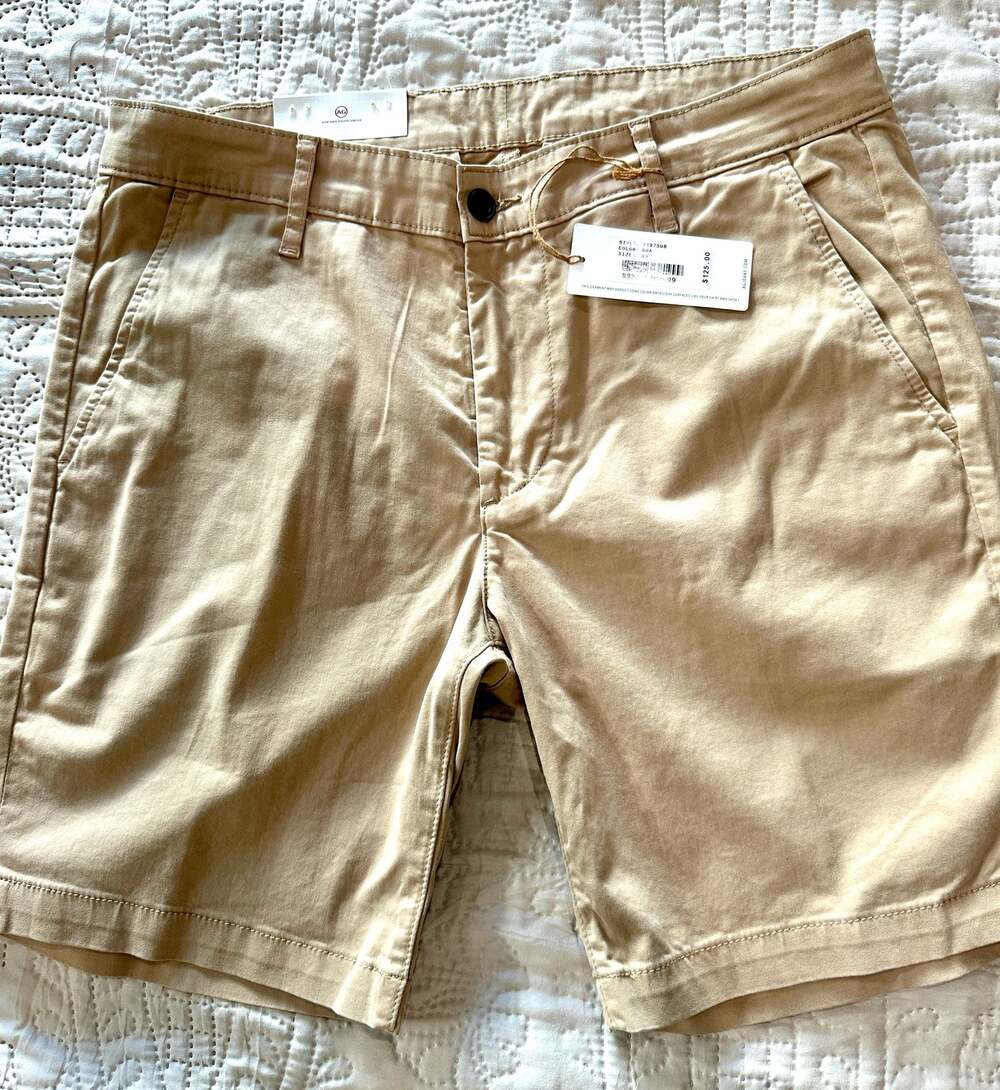 AG Adriano Goldschmeid Slim Fit Wanderer Shorts in Tan Mens Size 33